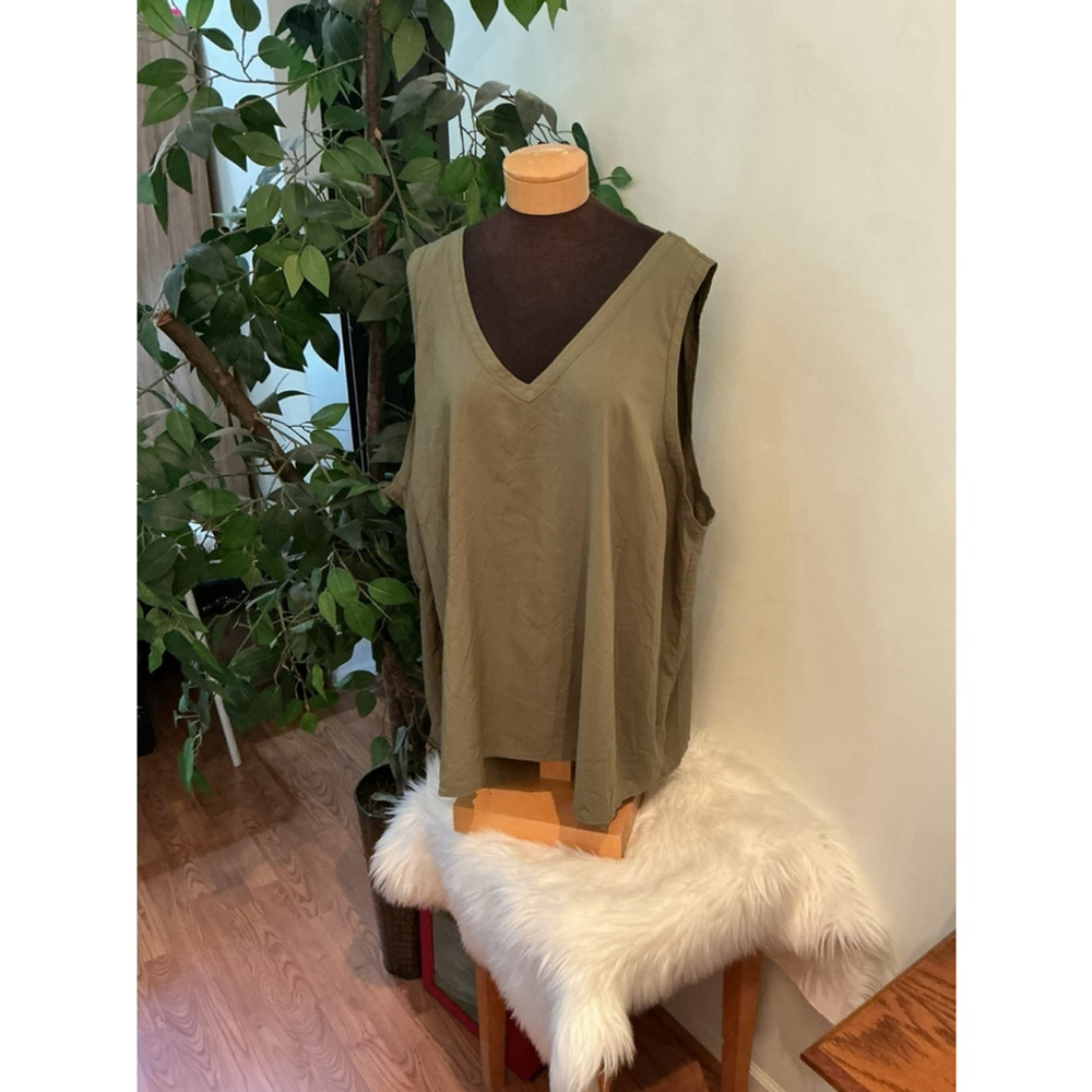 Torrid Plus Size Olive Green double V-Neck (front &back) Tank Top 5X